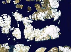 Satelliten-Fotomontage von Devon Island
