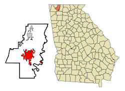 Whitfield County Georgia Incorporated and Unincorporated areas Dalton Highlighted.svg