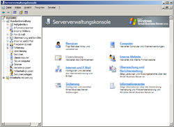 Screenshot von Windows Small Business Server 2003 R2 Serververwaltungskonsole