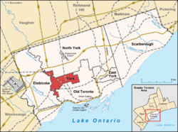 Lage von York (rot) in Toronto