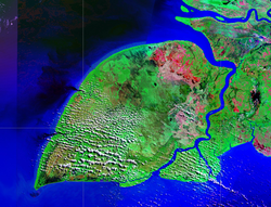 NASA Geocover 2000 Satellitenaufnahme(Yos Sudarso mit Komoran)
