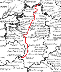 Strecke der Bahnstrecke Zwickau–Falkenstein