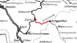 Strecke der Bahnstrecke Zwotental–Klingenthal
