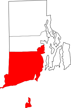Karte von Washington County innerhalb von Rhode Island