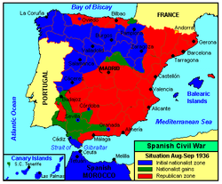Lage Spaniens im Bürgerkrieg