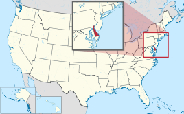 Karte der USA, Delaware hervorgehoben
