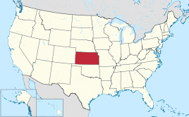 Karte der USA, Kansas hervorgehoben