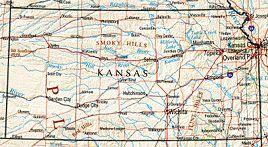 Geographische Karte Kansas'