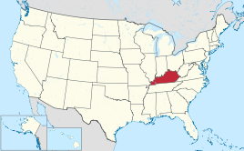 Karte der USA, Kentucky hervorgehoben