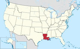 Karte der USA, Louisiana hervorgehoben