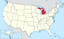 Karte der USA, Michigan hervorgehoben