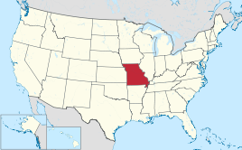 Karte der USA, Missouri hervorgehoben