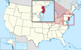 Karte der USA, New Jersey hervorgehoben