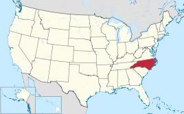 Karte der USA, North Carolina hervorgehoben