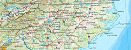Geographische Karte North Carolinas