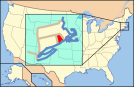 Karte der USA, Rhode Island hervorgehoben