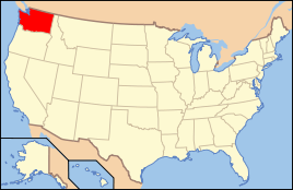 Karte der USA, Washington hervorgehoben