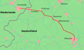 Strecke der Bahnstrecke Münster–Gronau