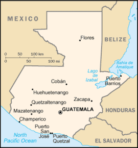 Karte von Guatemala mit Puerto Barrios