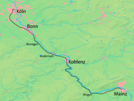 Strecke der Linke Rheinstrecke