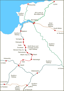 Strecke der North Devon and Cornwall Junction Light Railway