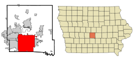 Polk County Iowa Incorporated and Unincorporated areas Des Moines Highlighted.svg
