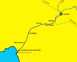 Strecke der Bahnstrecke Sassari–Alghero