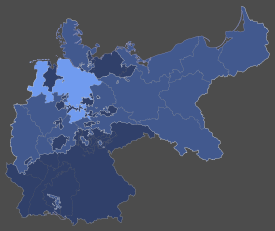 Hellblau: Lage der Provinz Hannover