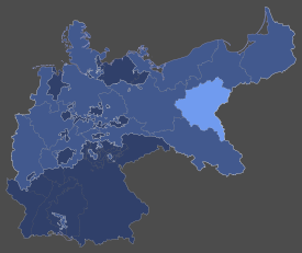 Hellblau: Lage der Provinz Posen