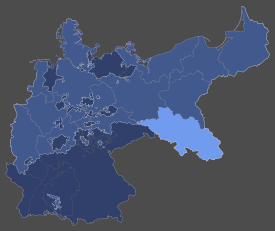 Hellblau: Lage der Provinz Schlesien