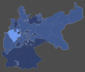 Hellblau: Lage der Provinz Westfalen