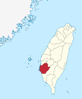 Karte von Taiwan, Position von Tainan hervorgehoben