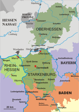 Karte des Volksstaates Hessen