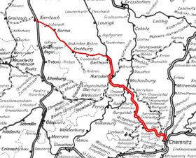 Strecke der Bahnstrecke Neukieritzsch–Chemnitz