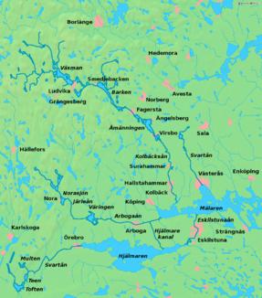 Kolbäcksån fließt von Väsman bei Ludvika bis Kolbäck und Mälaren