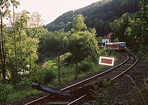 Sonderzug am Bahnhof Herzhausen im August 2006