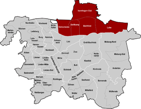Hannover, Stadtbezirk Bothfeld-Vahrenheide hervorgehoben