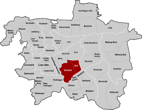 Hannover, Stadtbezirk Südstadt-Bult hervorgehoben