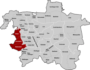Hannover, Stadtbezirk Ahlem-Badenstedt-Davenstedt hervorgehoben