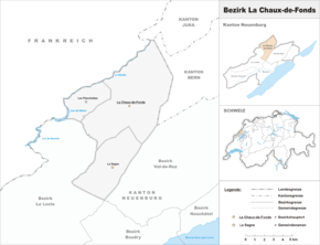 Karte von District de la Chaux-de-Fonds
