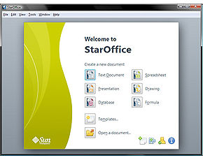 Bildschirmausdruck der StarOffice-Version 9 in Windows Vista (englische Version, Startbildschirm)