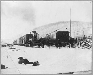 Zug der Tanana Valley Railroad am Bahnhof von Fox, 1916