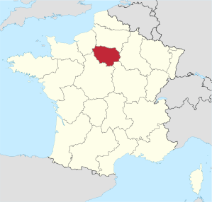 Lage der Region Île-de-France in Frankreich