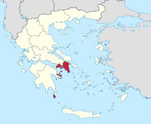 Lage der Region Attika innerhalb Griechenlands