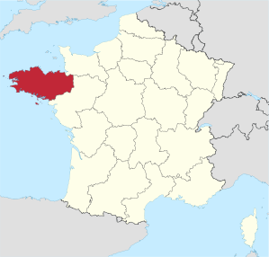 Lage der Region Bretagne in Frankreich