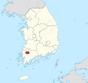 Lage von Gwangju in Südkorea
