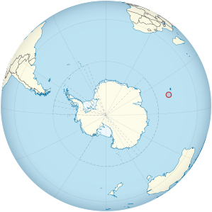 Heard Island and McDonald Islands on the globe (Antarctica centered).svg