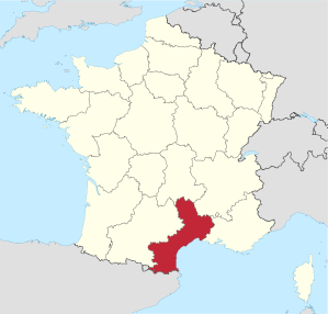 Lage der Region Languedoc-Roussillon in Frankreich