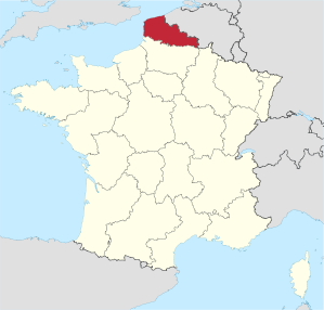 Lage der Region Nord-Pas-de-Calais in Frankreich