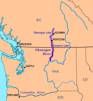 Verlauf des Okanogan River zum Columbia River